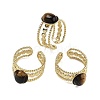 Oval Natural Tiger Eye Finger Rings RJEW-N046-06A-G-3