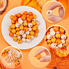 Thanksgiving Day Theme 5 Strands Spray Painted Natural Wood Beads Strands WOOD-SP0001-02C-6