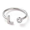 Brass Micro Pave Clear Cubic Zirconia Cuff Rings RJEW-J074-01P-L-1
