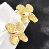 Flower Brass Stud Earrings EJEW-F358-03C-G-3