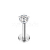 Titanium Steel Clear Cubic Zirconia Threadless Labret Stud WGC142D-07-1