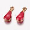 Antique Golden Plated Brass Enamel Teardrop Charms KK-Q571-01G-2