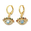 Evil Eye Real 18K Gold Plated Brass Dangle Leverback Earrings EJEW-A033-06G-05-1