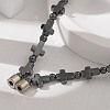 Round Cross Synthetic Non-Magnetic Hematite Beaded Necklaces NJEW-R020-03-3