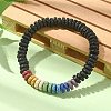 Dyed Natural Lava Rock Disc Beaded Stretch Bracelets BJEW-TA00342-01-4