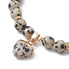 Natural Dalmatian Jasper Round Beaded Stretch Bracelets BJEW-JB09727-02-3