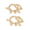 Brass Micro Pave Clear Cubic Zirconia Connector Charms KK-G421-03G-2