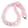 Natural Rose Quartz Hexagon Prism Graduated Beaded Necklaces for Women Men NJEW-K388-03R-1