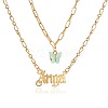 Acrylic Butterfly with Alloy Word Angel Pendant Double Layer Necklaces for Women WG9E726-02-1