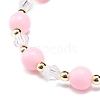 Pink Acrylic & Synthetic Hematite Beaded Stretch Bracelet with Alloy Enamel Charms for Women BJEW-JB08726-7