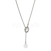 Adjustable 304 Stainless Steel & Imitation Pearl Oval Lariat Necklaces for Women FS-WG9D652-02-1