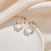 Oval Natural Pearl Stud Earrings EJEW-G411-02G-3