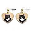 Alloy Kitten Dangle Stud Earrings EJEW-G148-27G-01-2