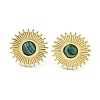 Real 18K Gold Plated 304 Stainless Steel Flat Round Stud Earrings EJEW-Z042-04E-1