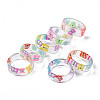 Transparent Resin Butterfly Finger Ring for Women RJEW-T022-027-2