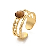 Natural Tiger Eye Finger Rings RJEW-K290-07G-2