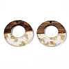 Transparent Resin & Walnut Wood Pendants RESI-S389-036A-B05-2