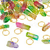 30Pcs 6 Styles Electroplated Natural Quartz Crystal Pendants PALLOY-TAC0228-3