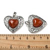 Natural Red Jasper Peach Love Heart Pendants G-G158-01D-3