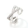 Hip-hop Style X-shaped Brass Micro Pave Clear Cubic Zirconia Cuff Rings for Women DB5338-1-2