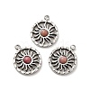 304 Stainless Steel Pave Natural Rhodonite Sun Charms STAS-B074-05P-01-1