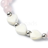 Natural Rose Quartz Round Beaded Bracelets BJEW-JB09878-02-3