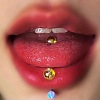 304 Stainless Steel with Acrylic Round Ball Straight Barbell Tongue Rings FS-WG99CB2-12-1