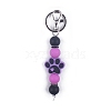 Round & Dog Paw Print Silicone Beaded Keychain PW-WG52716-06-1