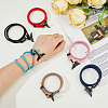 FIBLOOM 6Pcs 6 Colors Cotton Three Loops Wrap Bracelets Set BJEW-FI0001-66-3