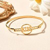 304 Stainless Steel Flat Round Link Bangles for Women BJEW-R014-01G-02-2