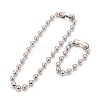 Tarnish Resistant 304 Stainless Steel Ball Chain Necklace & Bracelet Set STAS-D181-02P-02A-1