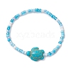 Dyed Synthetic Turquoise Beaded Stretch Bracelets for Kids BJEW-JB110102-01-1