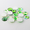 Half Round/Dome Four Leaf Clover Glass Cabochons GGLA-A002-12mm-CC-2