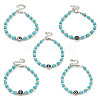 304 Stainless Steel & Synthetic Turquoise Round Beaded Bracelets for Women BJEW-G717-10-1