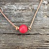 Synthetic Turquoise Dyed Round Ball Pendant Genuine Leather Handmade Necklace Simple Elegant Jewelry IU3089-4-1