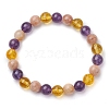 Natural Quartz Crystal & Amethyst & Sunstone Beaded Stretch Bracelets for Women BJEW-TA00552-2