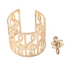 Alloy Hollow Musical Note Wide Cuff Bangle & Ring Sets for Women SJEW-C005-03G-4