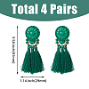 FIBLOOM 4 Pairs 4 Colors Polyester Tassel Dangle Stud Earrings EJEW-FI0002-41-2