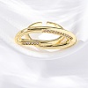 Brass Micro Pave Clear Cubic Zirconia Cuff Rings for Women RJEW-U043-13G-2