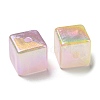 UV Plating Rainbow Iridescent Opaque Acrylic Beads MACR-D081-17-3