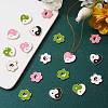 24Pcs 6 Style Rack Plating Light Gold Alloy Enamel Pendants ENAM-SZ0002-09-6