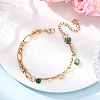 Brass Link Chain & 304 Stainless Steel Textured Dapped Chains Bracelets for Women BJEW-JB12481-01-1