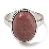 Natural Rhodonite Oval Adjustable Rings RJEW-K371-07S-17-3