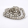 Half Plated Clear Glass Faceted Cube Beads Strands GLAA-A031-6mm-HP03-2