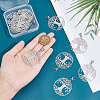 Unicraftale 20Pcs Flat Round with Tree of Life 201 Stainless Steel Filigree Pendant Decorations HJEW-UN0001-10-4