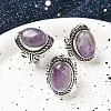 Natural Amethyst Adjustable Rings RJEW-I108-01AS-14-1