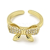 Bowknot Brass Micro Pave Cubic Zirconia Open Cuff Ring for Women RJEW-E296-10G-2