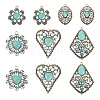 10Pcs 5 Styles Synthetic Turquoise Dyed Pendants FIND-TA0003-28-1