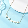 Ocean Dyed Synthetic Turquoise Starfish Beaded Bib Necklaces with 304 Stainless Steel Satellite Chains NJEW-JN05979-02-1