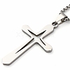 304 Stainless Steel Cross Pendant Necklaces NJEW-S007-01P-2